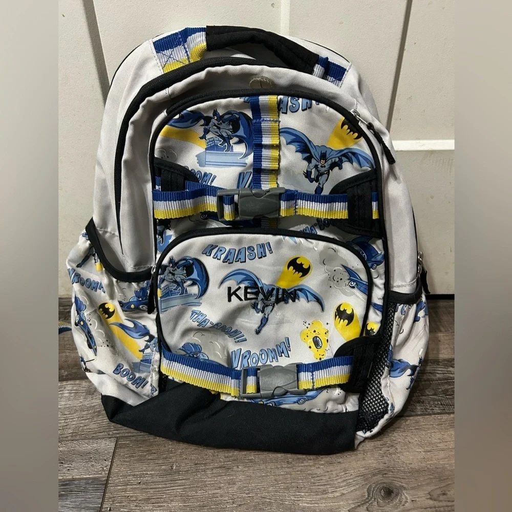 Pottery barn Kids “Kevin” Batman Themed Backpack Blue& Yellow